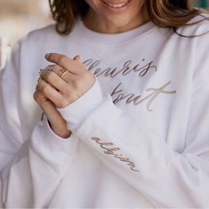 NWT Albion Fleuris Partout Bloom Everywhere Crew Sweatshirt White Size Large